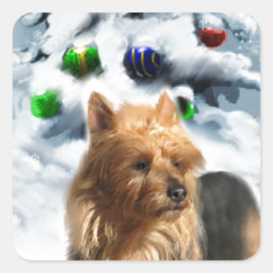 Australian Terrier Christmas Square Sticker