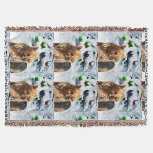 Australian Terrier Christmas Throw Blanket (Front)