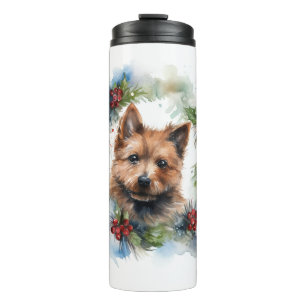 Australian Terrier Christmas Wreath Festive Pup Thermal Tumbler