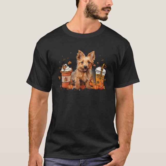Australian Terrier Coffee Warm Cosy Fall Autumn T-Shirt (Front)
