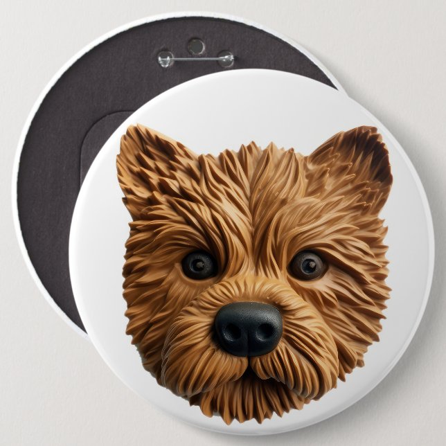 Australian Terrier Dog 3D Inspired 6 Cm Round Badge (Front & Back)