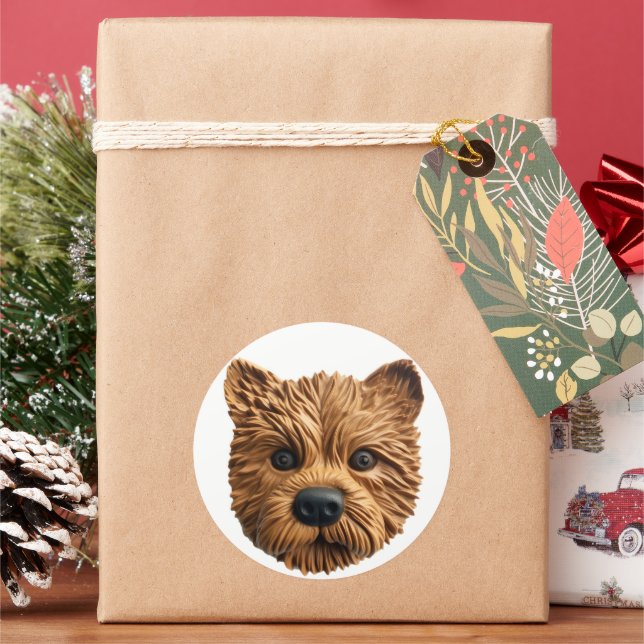 Australian Terrier Dog 3D Inspired Classic Round Sticker (Holiday)