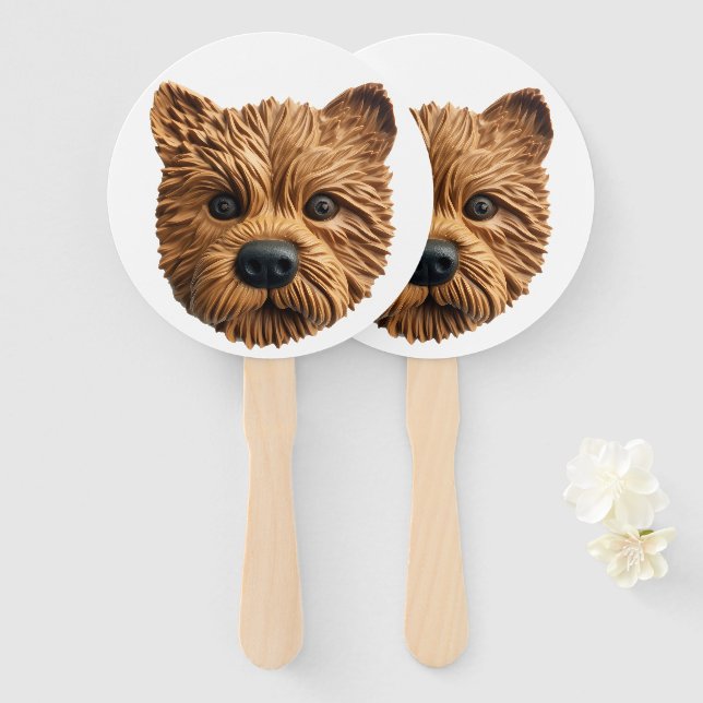 Australian Terrier Dog 3D Inspired Hand Fan (Front and Back)