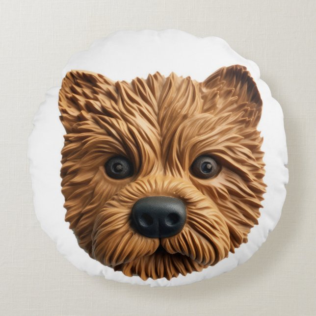 Australian Terrier Dog 3D Inspired Round Cushion (Front)