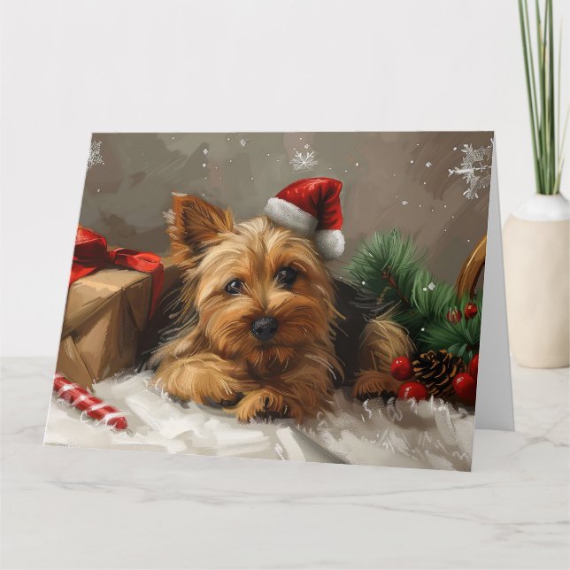Australian Terrier Dog Christmas Festive Card (Front)