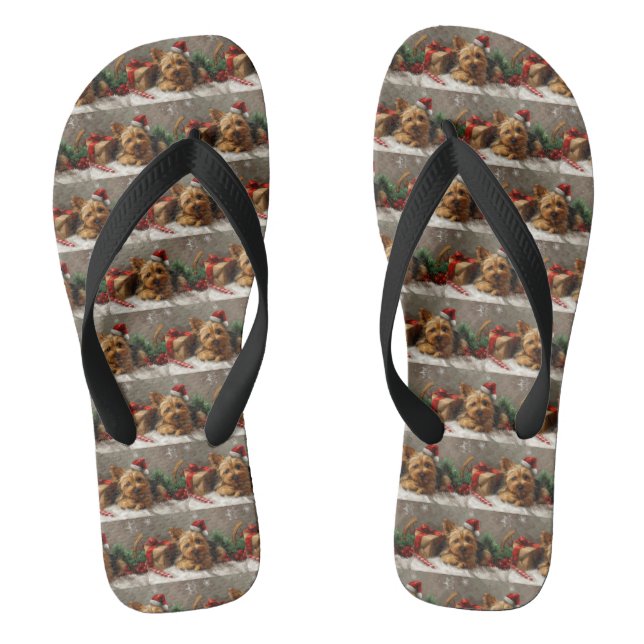 Australian Terrier Dog Christmas Festive Flip Flops (Footbed)