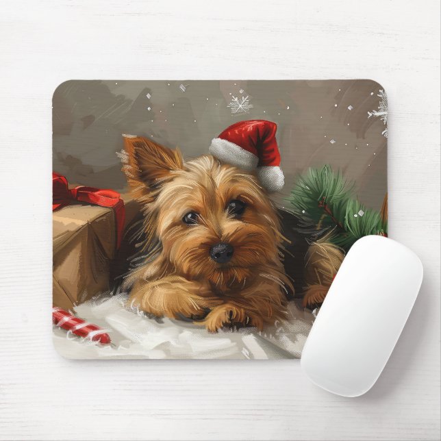 Australian Terrier Dog Christmas Festive Mouse Mat (With Mouse)
