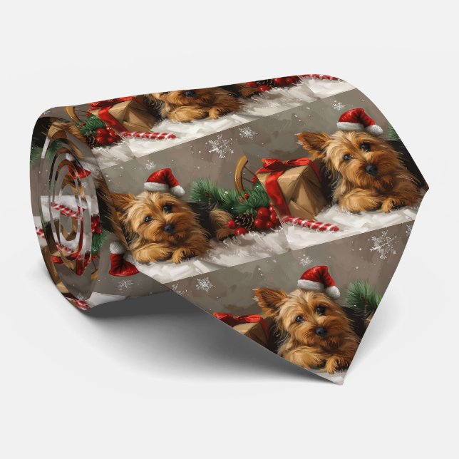 Australian Terrier Dog Christmas Festive Tie (Rolled)