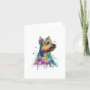 Australian Terrier Dog In Watercolor & Pen Holiday Card