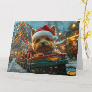 Australian Terrier Dog Roller Coaster Christmas Card
