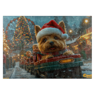 Australian Terrier Dog Roller Coaster Christmas Cutting Board