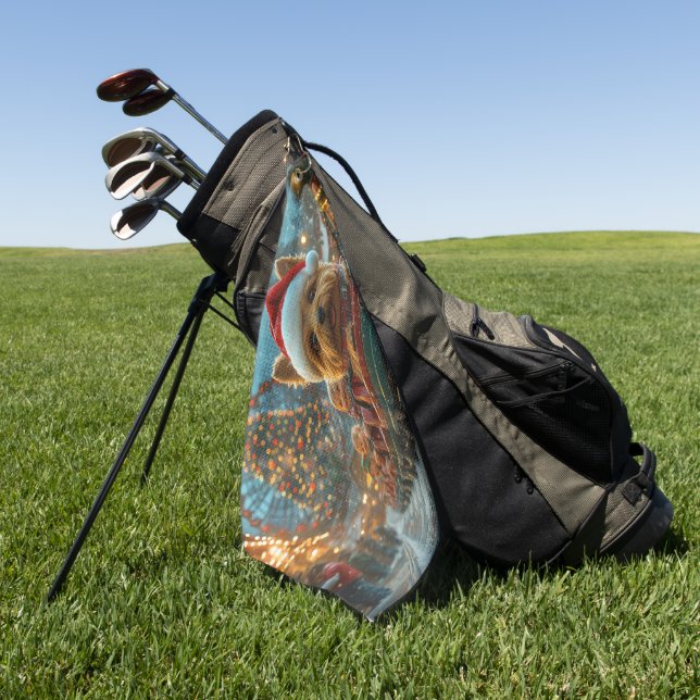 Australian Terrier Dog Roller Coaster Christmas Golf Towel (Green)