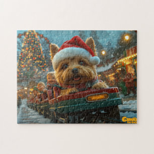 Australian Terrier Dog Roller Coaster Christmas Jigsaw Puzzle