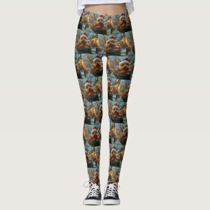 Australian Terrier Dog Roller Coaster Christmas Leggings