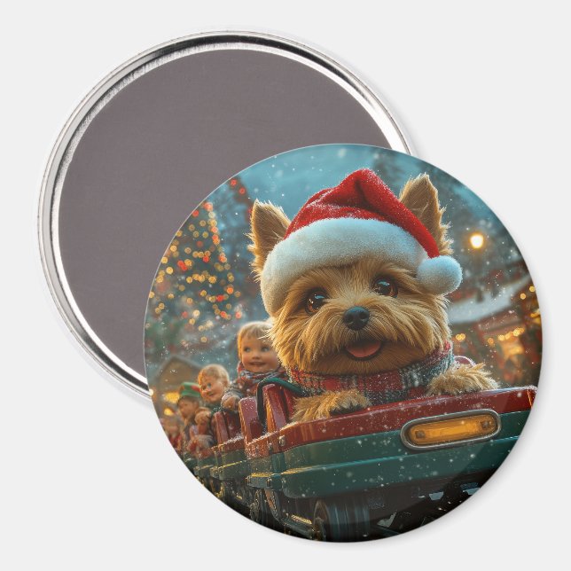 Australian Terrier Dog Roller Coaster Christmas Magnet (Front/Back)