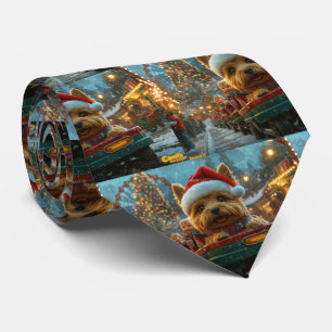 Australian Terrier Dog Roller Coaster Christmas Tie