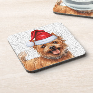 Australian Terrier Dog Woof Word Art Holiday Coaster