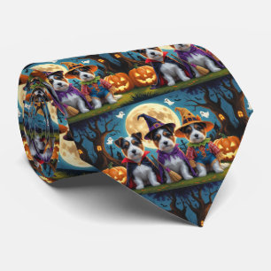 Australian Terrier Dogs Pumpkin Halloween Funny Tie