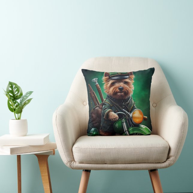 Australian Terrier driving bike St. Patrick's Day Cushion (Chair)