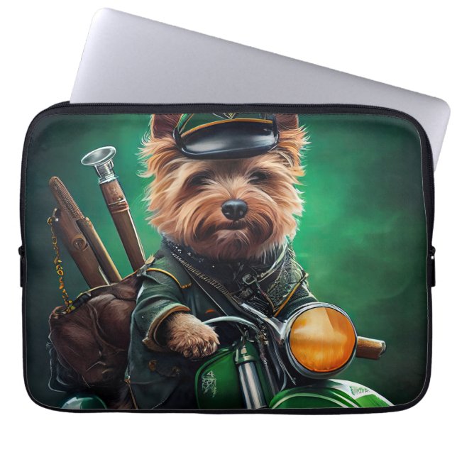 Australian Terrier driving bike St. Patrick's Day Laptop Sleeve (Front)