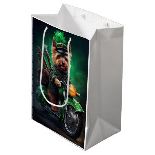 Australian Terrier driving bike St. Patrick's Day Medium Gift Bag