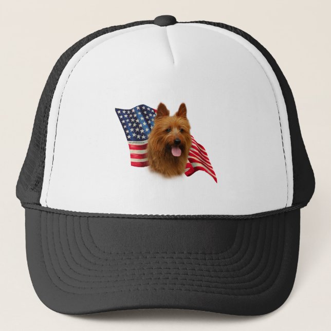Australian Terrier Flag Trucker Hat (Front)