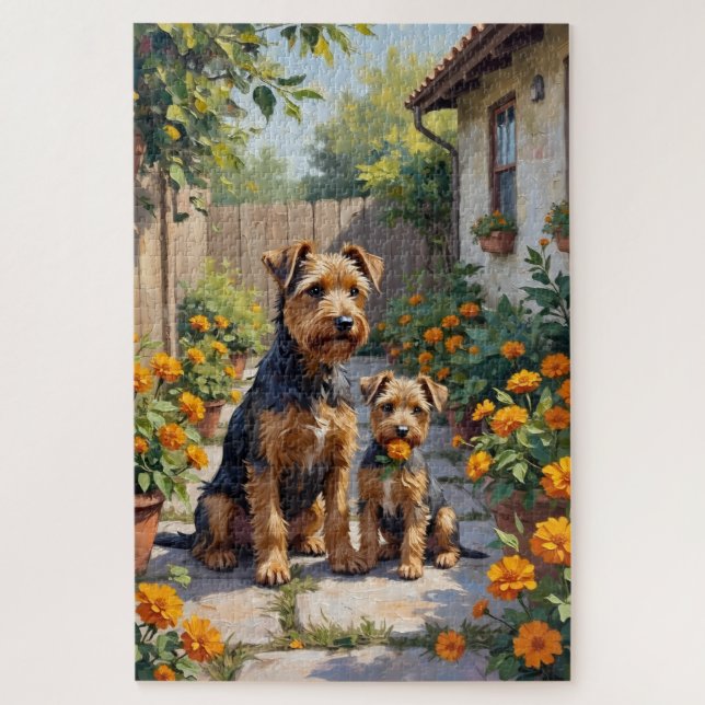 Australian Terrier Garden Bloom Art Jigsaw Puzzle (Vertical)