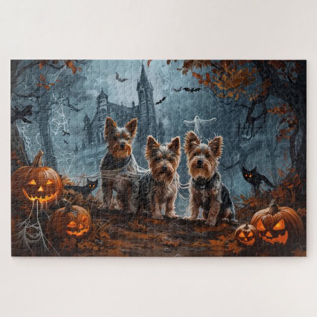 Australian Terrier Halloween Night Doggy Delight Jigsaw Puzzle (Horizontal)