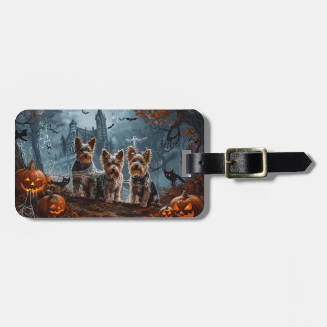 Australian Terrier Halloween Night Doggy Delight Luggage Tag (Front Horizontal)