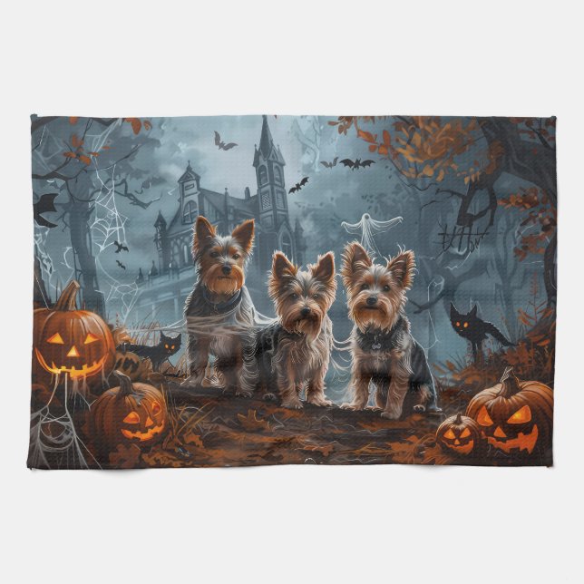 Australian Terrier Halloween Night Doggy Delight Tea Towel (Horizontal)