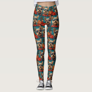 Australian Terrier Heart Roses Valentine's Day Leggings