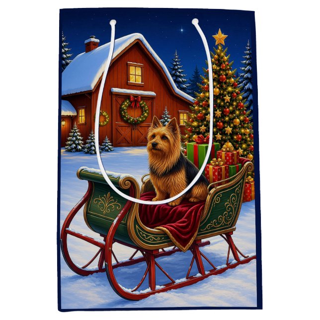 Australian Terrier Holiday  Medium Gift Bag (Front)
