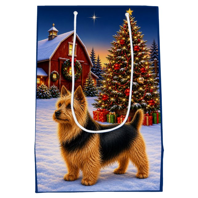 Australian Terrier Holiday  Medium Gift Bag (Back)