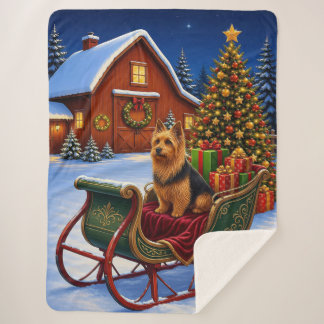 Australian Terrier Holiday Sherpa Blanket