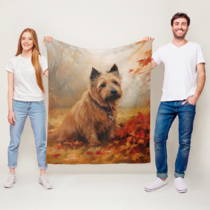 Australian Terrier in Autumn Leaves Fall Inspire Fleece Blanket