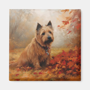 Australian Terrier in Autumn Leaves Fall Inspire Magnet