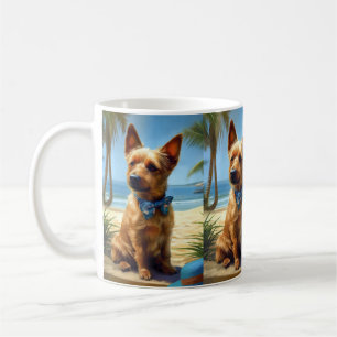 Australian Terrier On Beach dog lover summer gift Coffee Mug