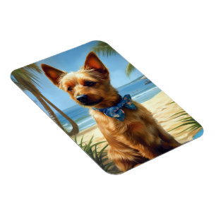 Australian Terrier On Beach dog lover summer gift Magnet