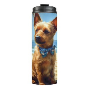 Australian Terrier On Beach dog lover summer gift Thermal Tumbler