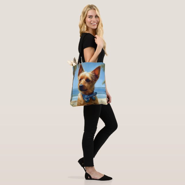Australian Terrier On Beach dog lover summer gift Tote Bag (On Model)