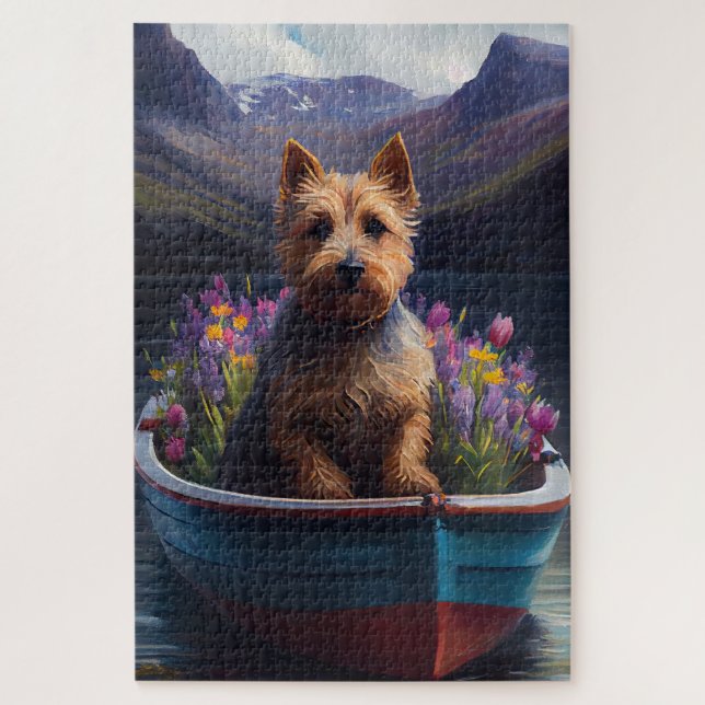 Australian Terrier on Paddle: A Scenic Adventure Jigsaw Puzzle (Vertical)