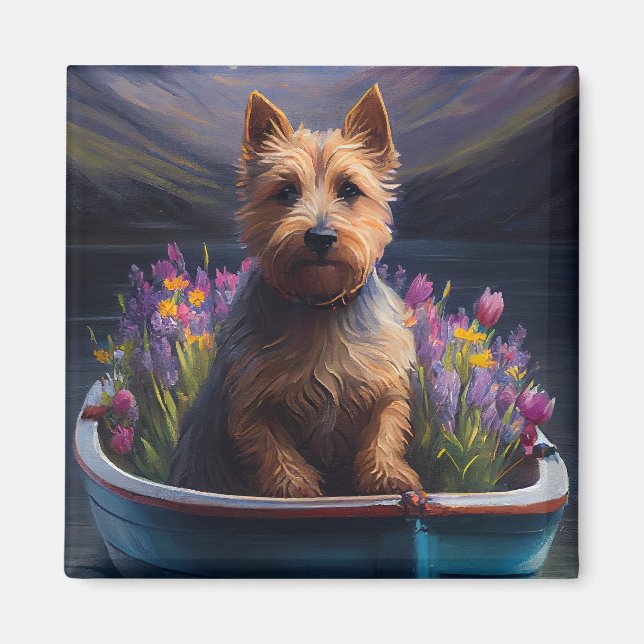 Australian Terrier on Paddle: A Scenic Adventure Magnet (Front)