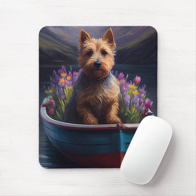 Australian Terrier on Paddle: A Scenic Adventure Mouse Mat (With Mouse)