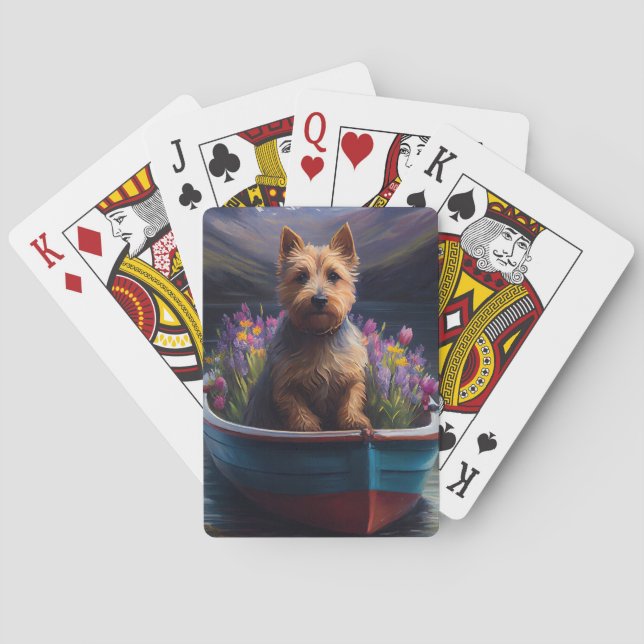 Australian Terrier on Paddle: A Scenic Adventure Playing Cards (Back)