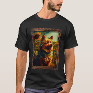 Australian Terrier Painting Sunflower Flower Mum W T-Shirt