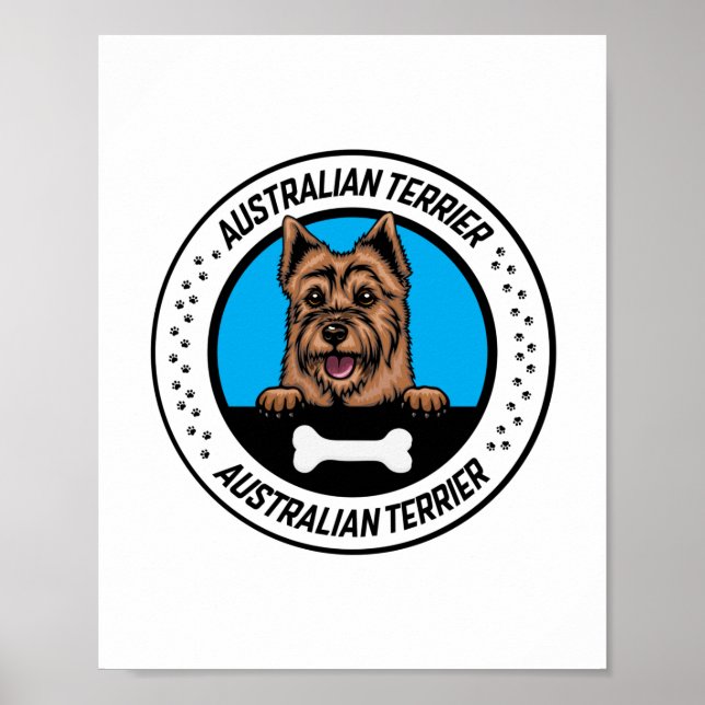 Australian Terrier Peeking Illustration Badge Poster (Front)