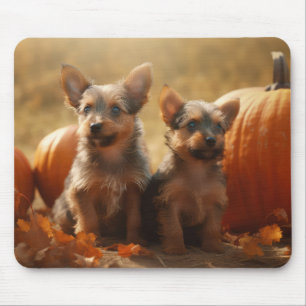 Australian Terrier Puppy Autumn Delight Pumpkin Mouse Mat