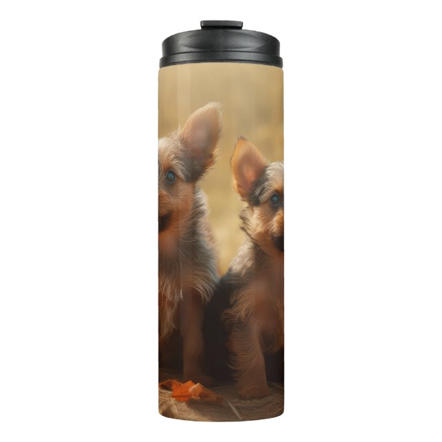 Australian Terrier Puppy Autumn Delight Pumpkin Thermal Tumbler (Front)