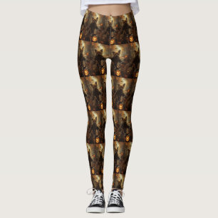 Australian Terrier Riding Motorcycle Halloween  Leggings