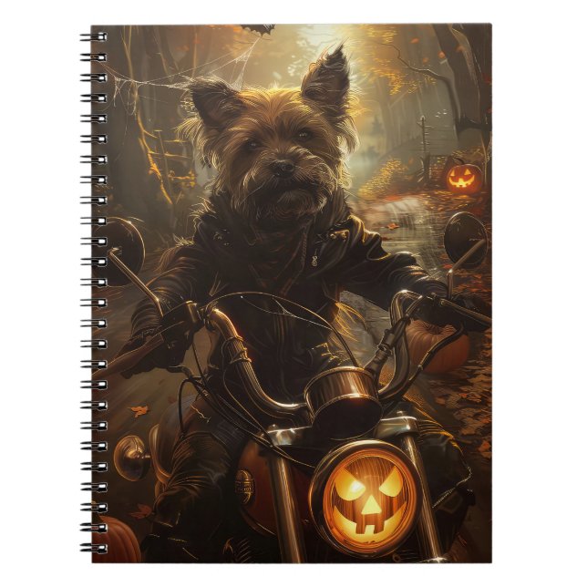 Australian Terrier Riding Motorcycle Halloween  Notebook (Front)